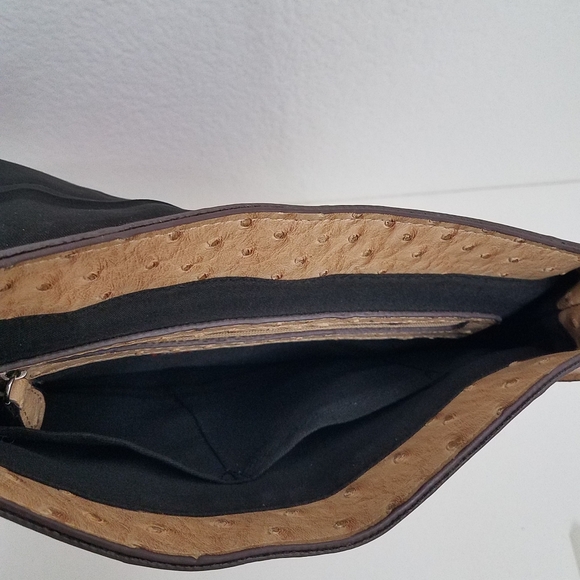 $20 Vegan Ostrich Brown Crossbody Bag - Picture 8 of 12